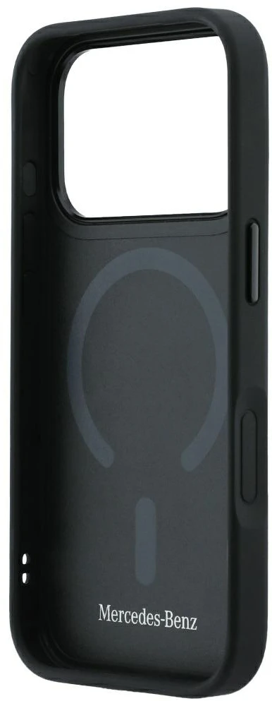 Dėklas Mercedes Leather Crossed Lines MagSafe skirtas iPhone 18 Pro Max / 17 Pro Max burgundy