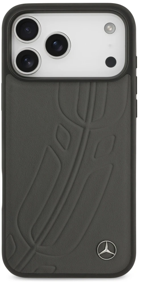 Dėklas Mercedes Leather Large Laurel Leave MagSafe Apple iPhone 17 Pro Max antracito