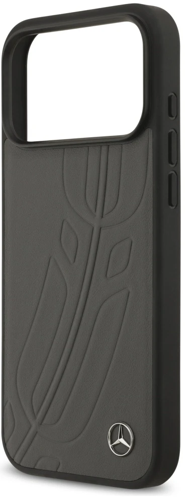 Dėklas Mercedes Leather Large Laurel Leave MagSafe Apple iPhone 17 Pro Max antracito