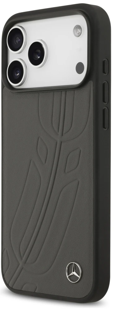 Dėklas Mercedes Leather Large Laurel Leave MagSafe Apple iPhone 17 Pro Max antracito