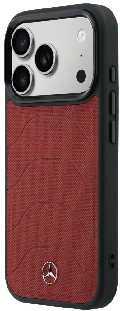 Dėklas Mercedes Leather Mesh with Bow Line MagSafe Case for iPhone 18 Pro Max / 17 Pro Max - Burgundy