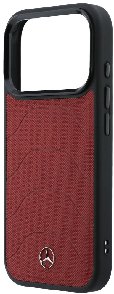 Dėklas Mercedes Leather Mesh with Bow Line MagSafe iPhone 17 Pro raudonas