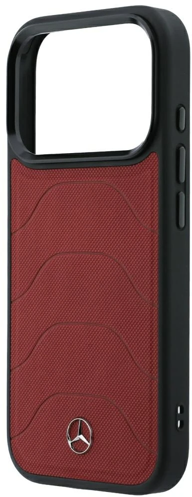 Dėklas Mercedes Leather Mesh with Bow Line MagSafe Case for iPhone 18 Pro Max / 17 Pro Max - Burgundy