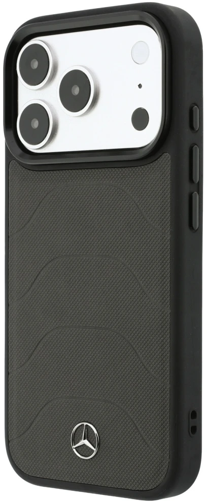 Dėklas Mercedes Leather Mesh with Bow Line MagSafe Case for iPhone 18 Pro Max / 17 Pro Max - Dark Gray