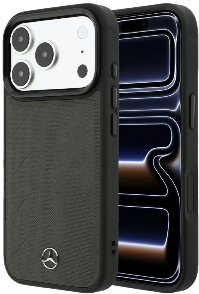 Dėklas Mercedes Leather Mesh with Bow Line MagSafe Case for iPhone 18 Pro / 17 Pro - Dark Gray