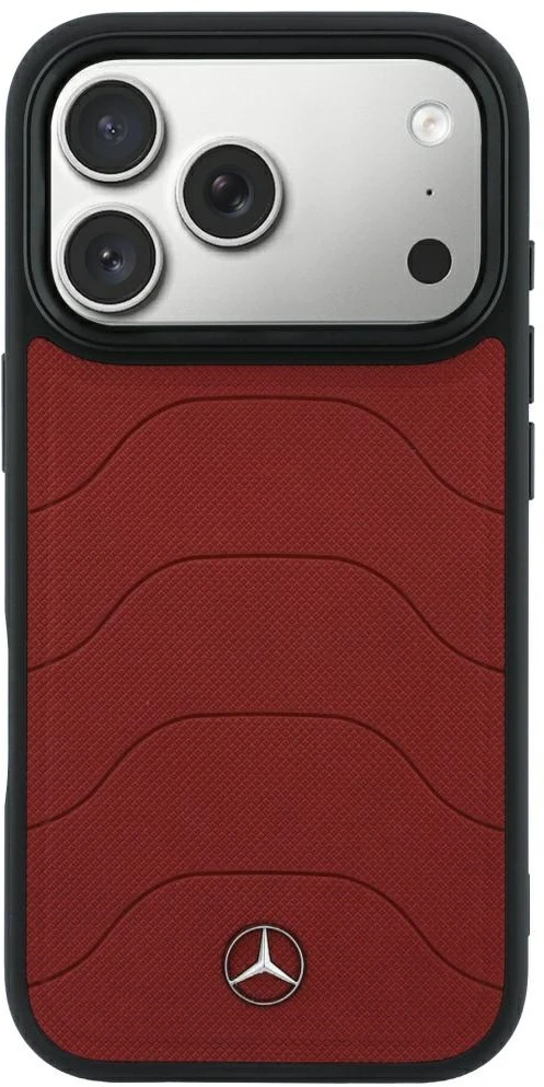 Dėklas Mercedes Leather Mesh with Bow Line MagSafe Case for iPhone 18 Pro Max / 17 Pro Max - Burgundy