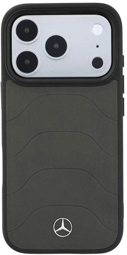 Dėklas Mercedes Leather Mesh with Bow Line MagSafe Case for iPhone 18 Pro Max / 17 Pro Max - Dark Gray