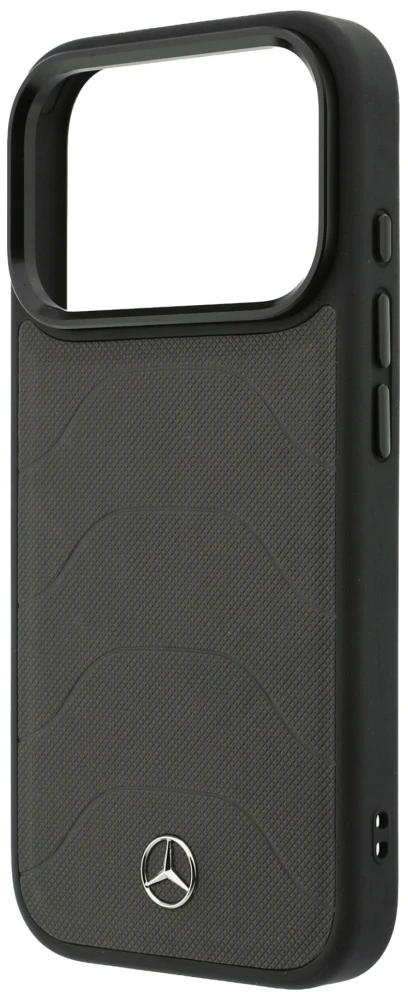 Dėklas Mercedes Leather Mesh with Bow Line MagSafe Case for iPhone 18 Pro / 17 Pro - Dark Gray