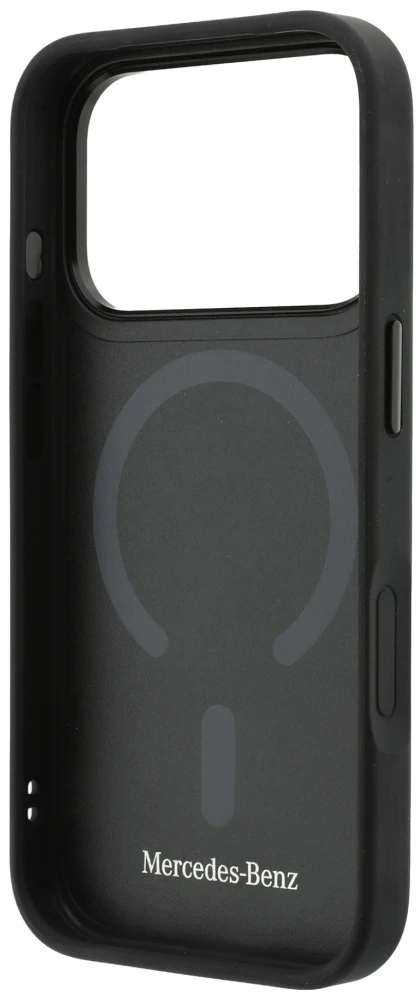 Dėklas Mercedes Leather Mesh with Bow Line MagSafe Case for iPhone 18 Pro / 17 Pro - Dark Gray