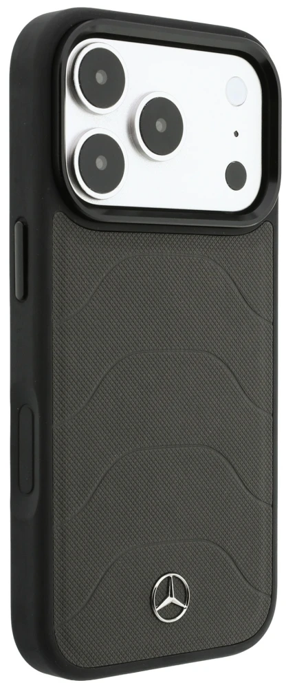 Dėklas Mercedes Leather Mesh with Bow Line MagSafe Case for iPhone 18 Pro / 17 Pro - Dark Gray