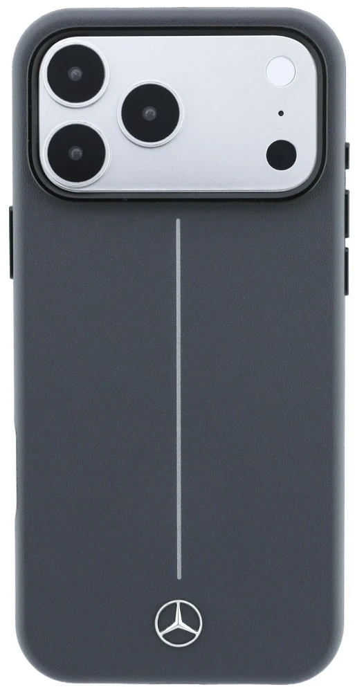 Dėklas Mercedes Leather Semi Wrap with Iconic Line MagSafe Case for iPhone 18 Pro Max / 17 Pro Max - Dark Gray