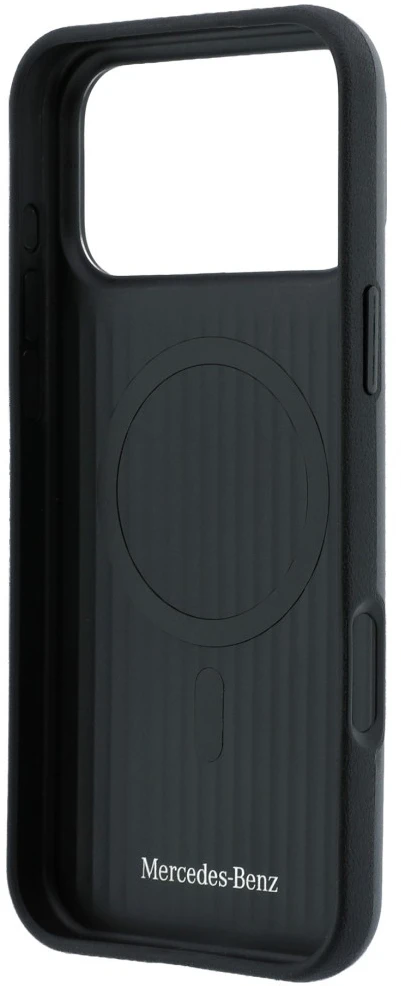Dėklas Mercedes Leather Semi Wrap with Iconic Line MagSafe Case for iPhone 18 Pro / 17 Pro - Dark Gray