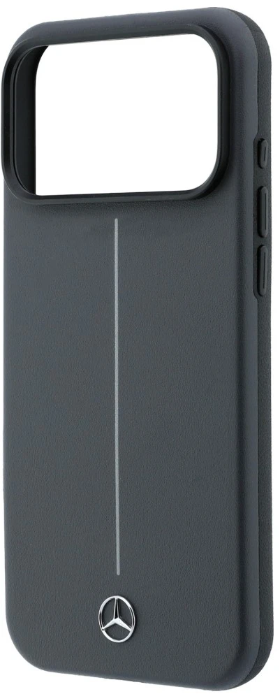 Dėklas Mercedes Leather Semi Wrap with Iconic Line MagSafe Case for iPhone 18 Pro Max / 17 Pro Max - Dark Gray