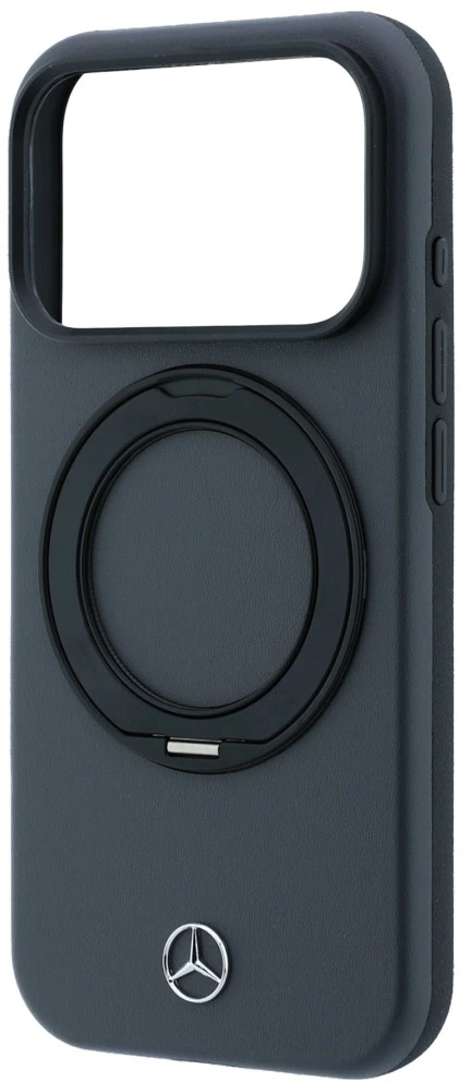 Dėklas Mercedes Leather with Ring Stand MagSafe Case for iPhone 18 Pro Max / 17 Pro Max - Dark Gray