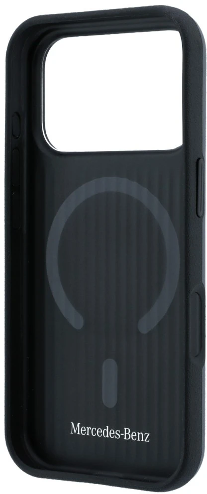 Dėklas Mercedes Leather with Ring Stand MagSafe Case for iPhone 18 Pro / 17 Pro - Dark Gray