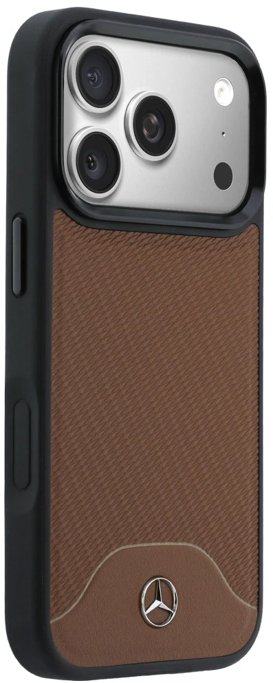 Dėklas Mercedes Leather Wood Effect and Curve MagSafe iPhone 17 Pro camel
