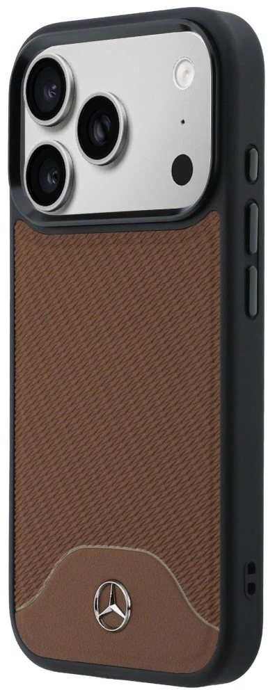Dėklas Mercedes Leather Wood Effect and Curve MagSafe iPhone 17 Pro camel