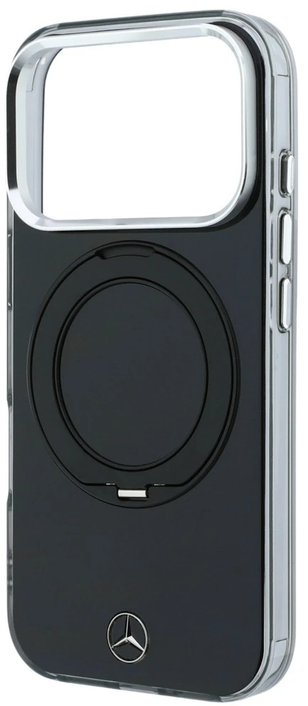 Dėklas Mercedes Ring Stand Iconic Logo MagSafe Case for iPhone 18 Pro Max / 17 Pro Max - Juodas