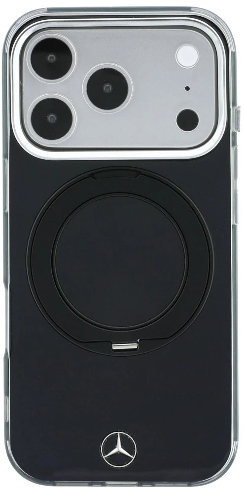 Dėklas Mercedes Ring Stand Iconic Logo MagSafe Case for iPhone 18 Pro / 17 Pro - Juodas