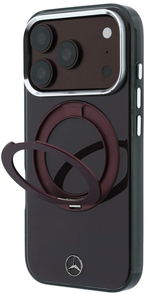 Dėklas Mercedes Ring Stand Iconic Logo MagSafe case for iPhone 18 Pro / 17 Pro - burgundy