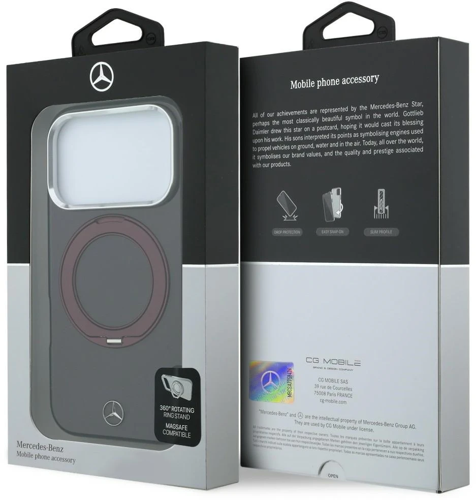 Mercedes Ring Stand Iconic Logo MagSafe dėklas iPhone 18 Pro Max / 17 Pro Max - bordinis