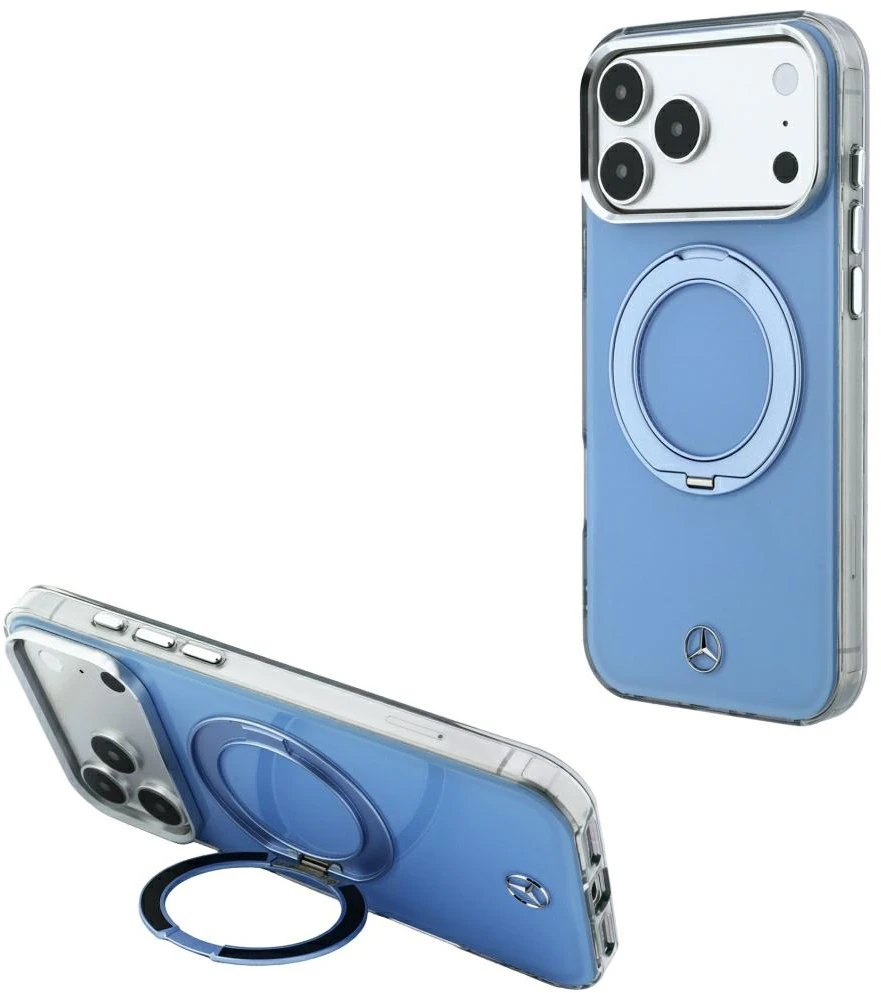 Dėklas Mercedes with ring Stand and Iconic Logo MagSafe case for iPhone 18 Pro Max / 17 Pro Max - mėlynas