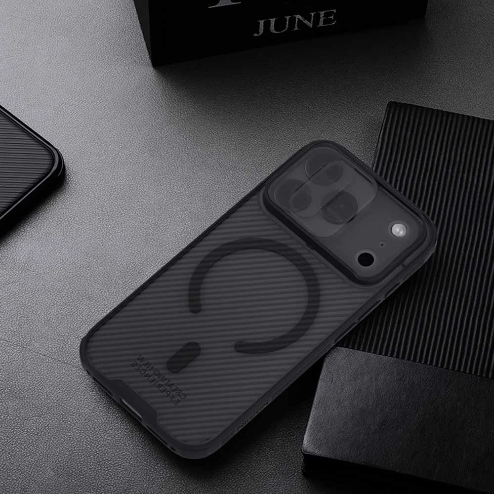 Nillkin CamShield PRO Magnetic Hard dėklas skirtas Apple iPhone 17 Pro skaidrus juodos spalvos