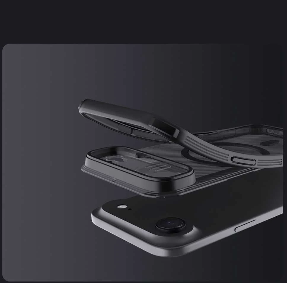 Nillkin CamShield PRO Magnetic kietas dėklas skirtas iPhone Air skaidrus juodos spalvos
