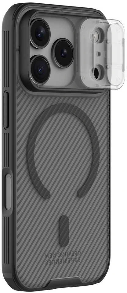 Nillkin CamShield PRO Magnetic Hard dėklas skirtas Apple iPhone 17 Pro Max skaidrus juodos spalvos