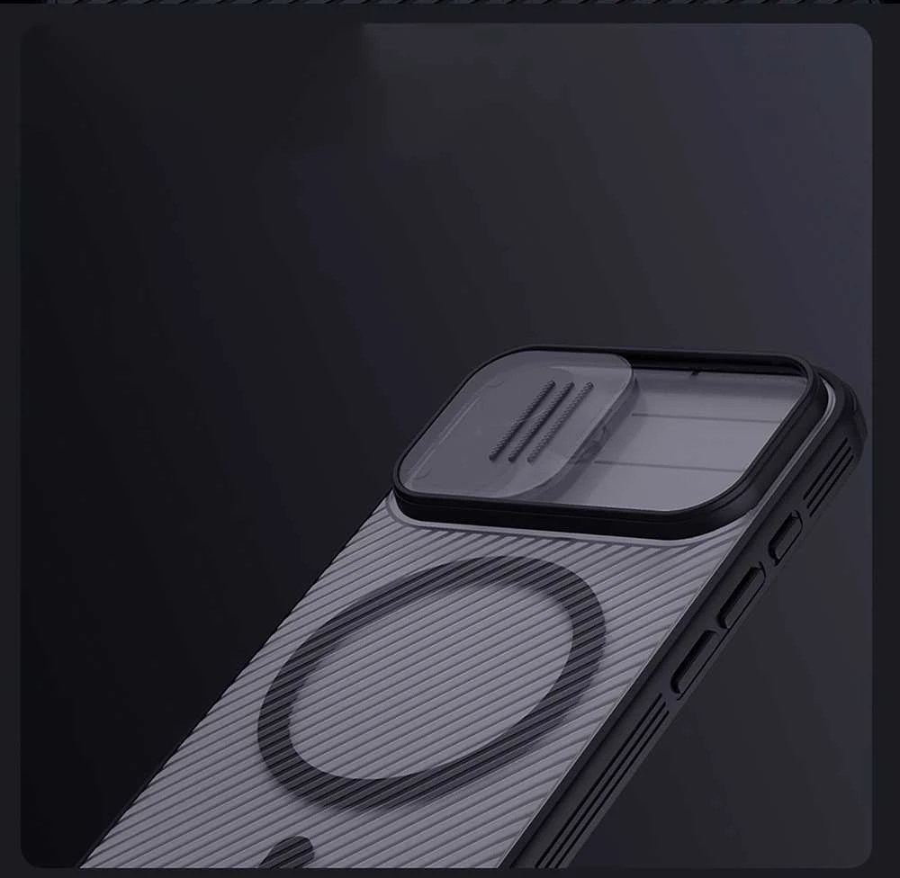 Nillkin CamShield PRO Magnetic Hard dėklas skirtas Apple iPhone 17 skaidrus juodos spalvos