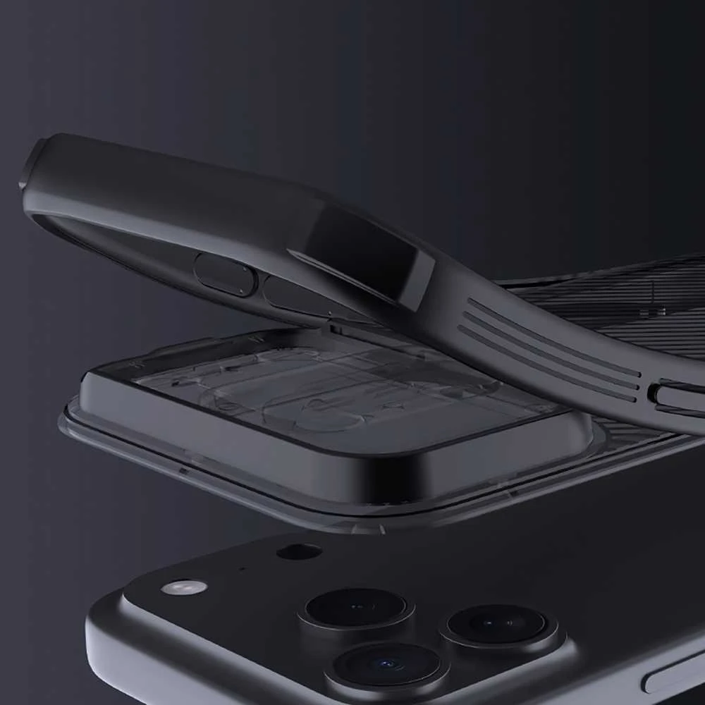 Nillkin CamShield PRO Magnetic Hard dėklas skirtas Apple iPhone 17 Pro Max skaidrus juodos spalvos