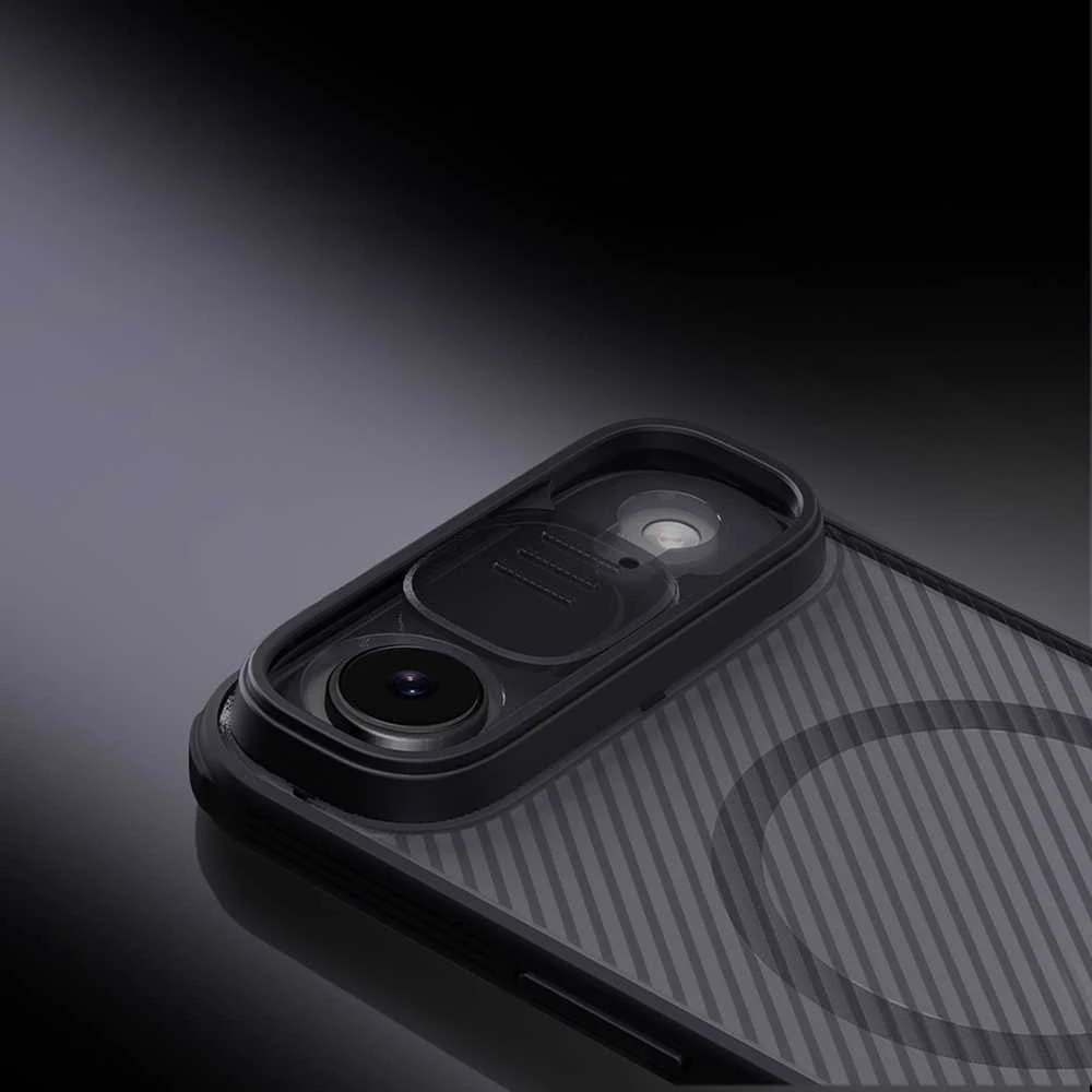 Nillkin CamShield PRO Magnetic kietas dėklas skirtas iPhone Air skaidrus juodos spalvos