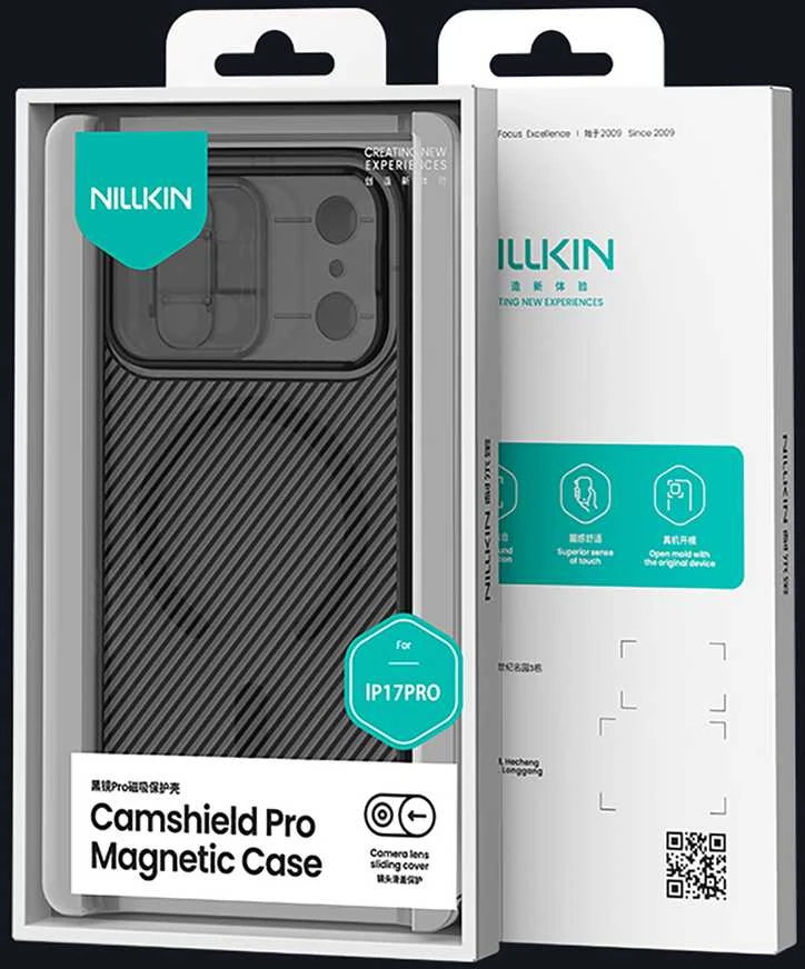 Nillkin CamShield PRO Magnetic Hard dėklas skirtas Apple iPhone 17 Pro skaidrus juodos spalvos
