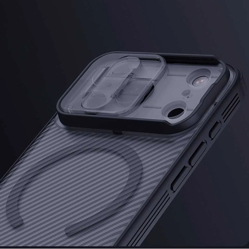 Nillkin CamShield PRO Magnetic Hard dėklas skirtas Apple iPhone 17 Pro skaidrus juodos spalvos