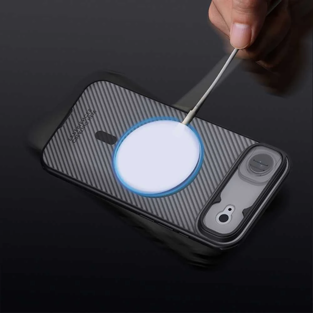 Nillkin CamShield PRO Magnetic kietas dėklas skirtas iPhone Air skaidrus juodos spalvos