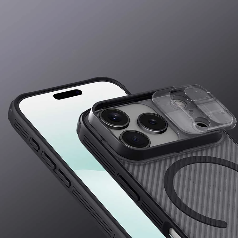 Nillkin CamShield PRO Magnetic Hard dėklas skirtas Apple iPhone 17 Pro skaidrus juodos spalvos