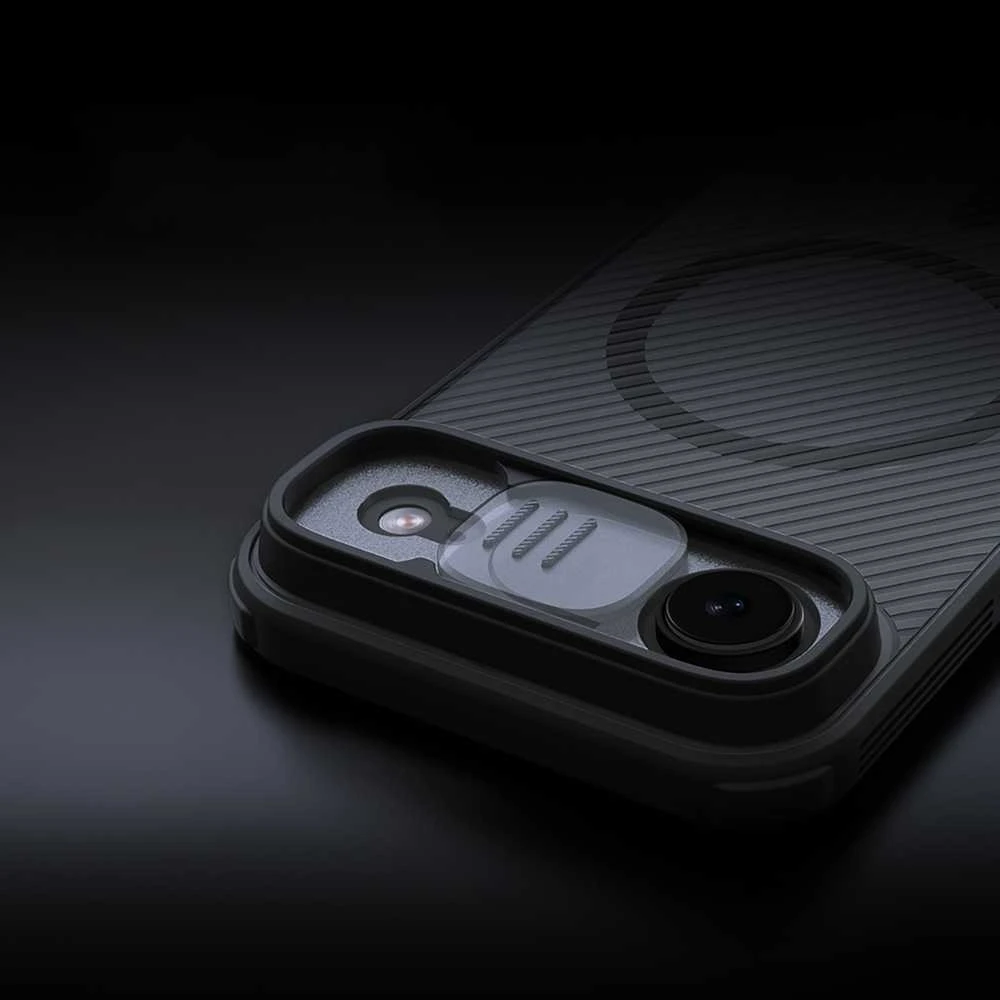 Nillkin CamShield PRO Magnetic kietas dėklas skirtas iPhone Air skaidrus juodos spalvos