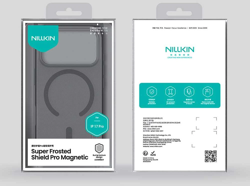 Nillkin Super Frosted Shield Pro Magnetic Dėklas skirtas Apple iPhone 17 Pro skaidrus juodos spalvos