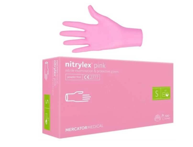 Mercator Medical Nitrilinės pirštinės EasyCare 100vnt. S dydis. Rožinės spalvos.