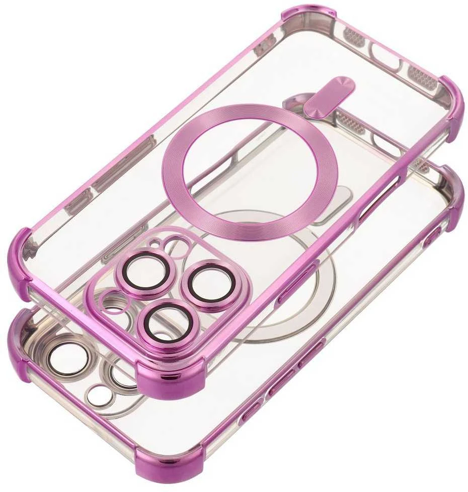 OEM dėklas, skirtas iPhone 17 Pro Max / 18 Pro Max (žemas kameros kraštas), atsparus smūgiams, suderinamas su MagSafe violetine