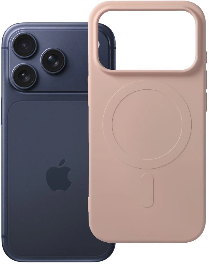 OEM dėklas, skirtas „iPhone 17 Pro / 18 Pro“ silikoniniam dėklui su „MagSafe“ (didele skylute), rožinis