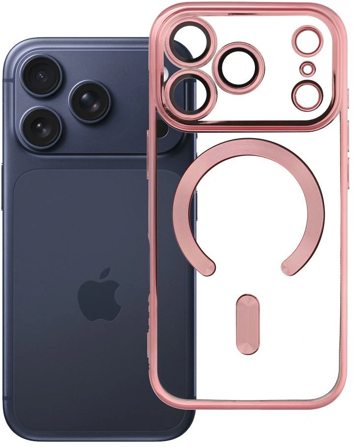OEM dėklas, skirtas iPhone 17 Pro / 18 Pro, Electro Mag dėklas, suderinamas su MagSafe, auksinis-rose