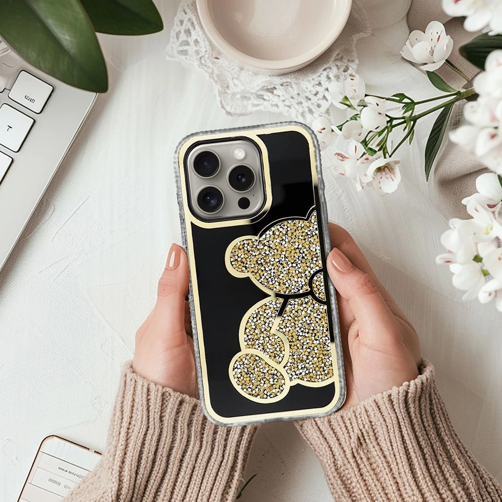 Dėklas Oem Case for iPhone 17 Pro / 18 Pro Teddy Bear auksinis