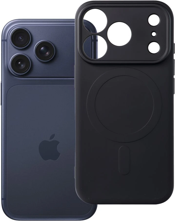 OEM dėklas, skirtas „iPhone 17 Pro / 18 Pro“ silikoniniam „MagSafe“ dėklui (kameros apsaugai), juodas