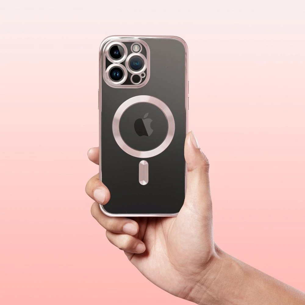 OEM dėklas, skirtas iPhone 17 Pro / 18 Pro, Electro Mag dėklas, suderinamas su MagSafe, auksinis-rose