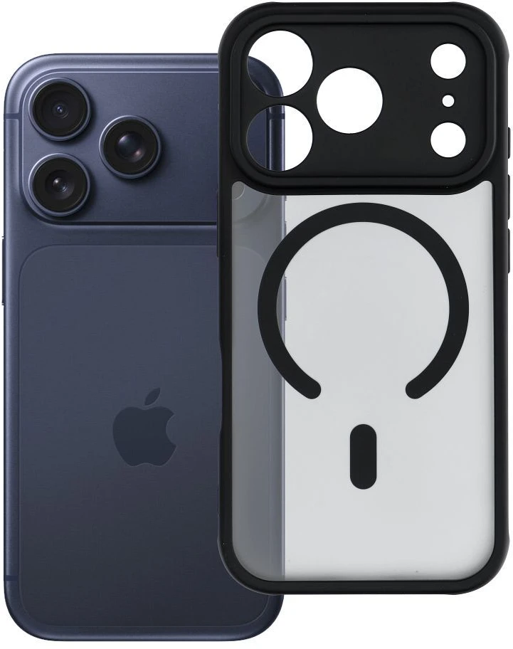 OEM dėklas, skirtas iPhone 17 Pro / 18 Pro, pilnai matinis Mag dėklas, suderinamas su MagSafe juodas