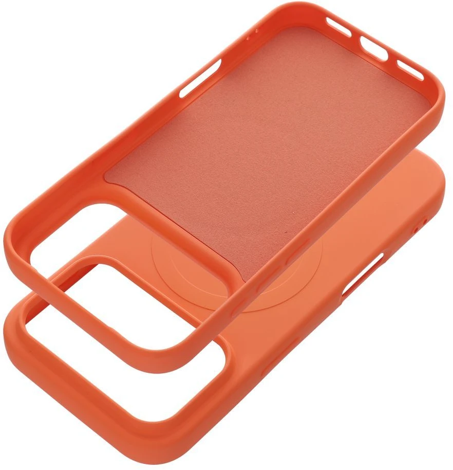 OEM dėklas, skirtas iPhone 17 Pro Max / 18 Pro Max silikoniniam Mag dėklui, suderinamas su MagSafe (kameros apsauga), oranžinis