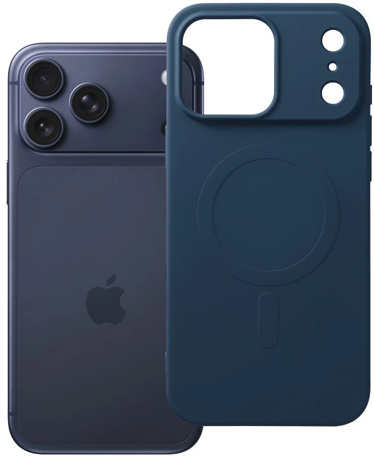 OEM dėklas, skirtas iPhone 17 Pro Max / 18 Pro Max silikoniniam Mag dėklui, suderinamas su MagSafe (didele skylute), tamsus mėlynas