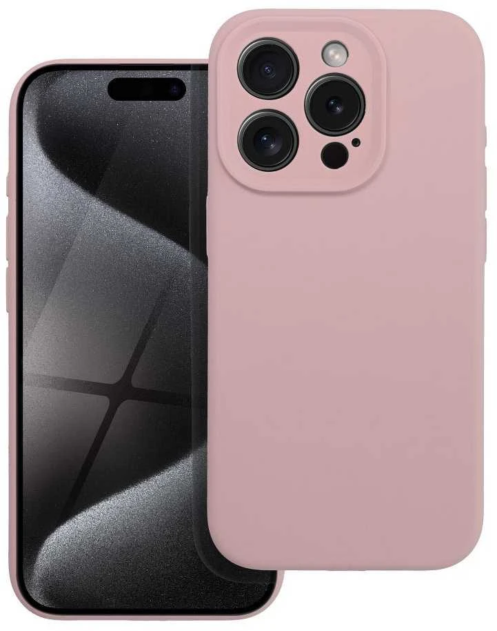 OEM dėklas, skirtas iPhone 17 Pro / 18 Pro (žemas kameros kraštas), silikoninis 2 mm (apsauga nuo kameros), miltelinės rožinės spalvos