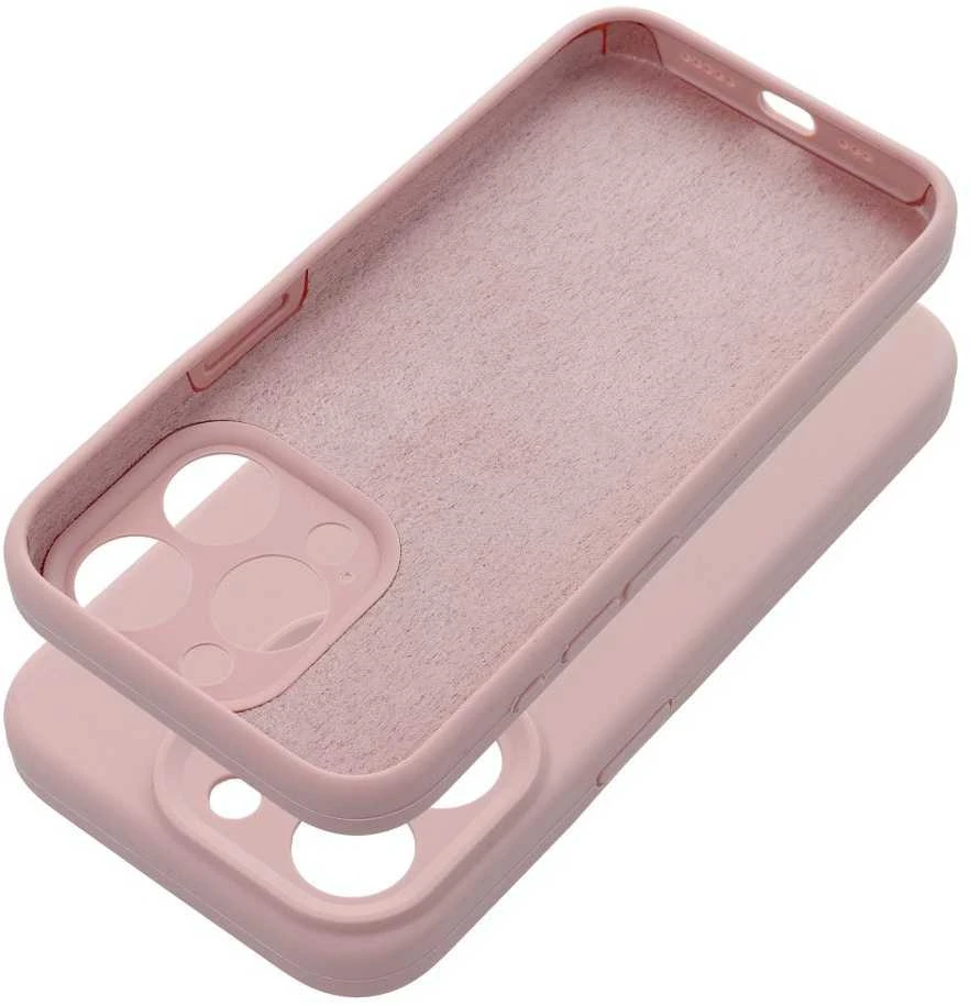 OEM dėklas, skirtas iPhone 17 Pro / 18 Pro (žemas kameros kraštas), silikoninis 2 mm (apsauga nuo kameros), miltelinės rožinės spalvos
